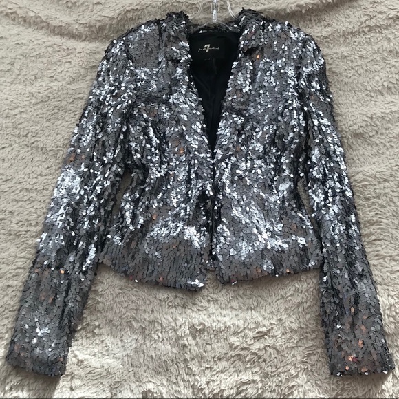 7 For All Mankind Jackets & Blazers - 7 For All Mankind Silver Sequin Jacket NWOT